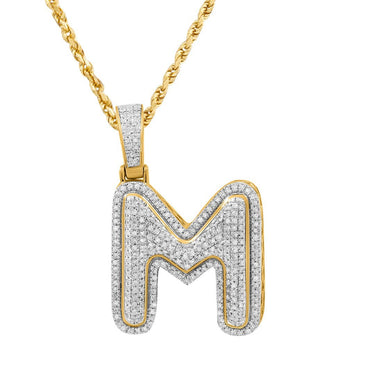 Diamond M Pendant in 10k Yellow Gold .43 Ctw